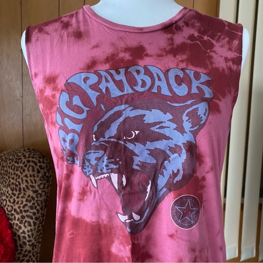 Obey tie dye panther graphic cut off cotton t shirt